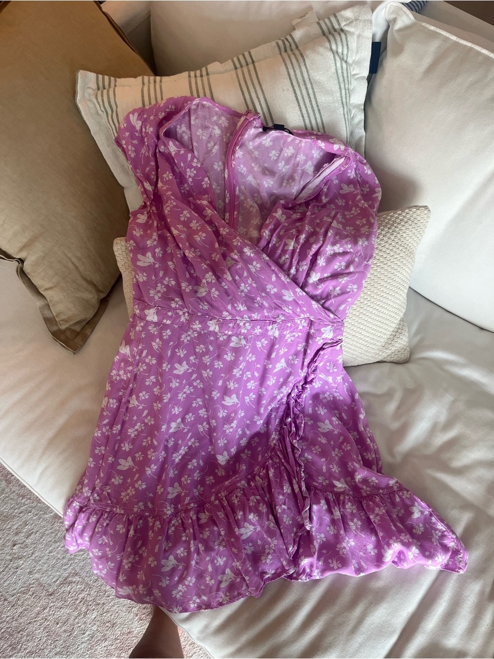 J. Crew Lavender Floral Wrap Slip Dress